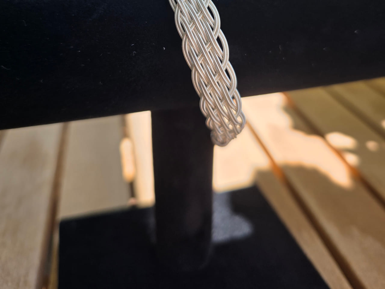 Photograph of the silver knit bracelet